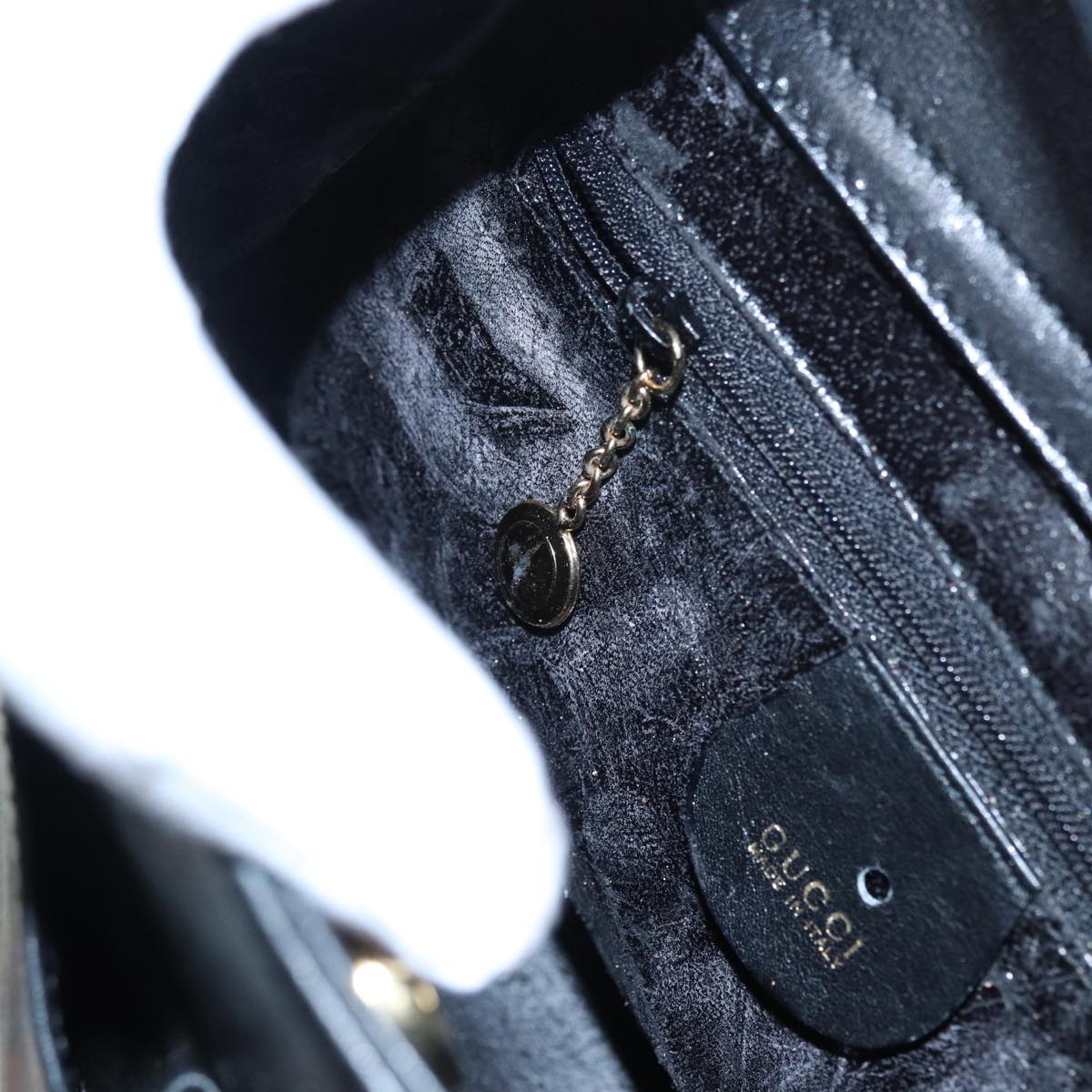GUCCI Bamboo Hand Bag Leather Outlet 2way Black Gold 000 122 0316 ep5685