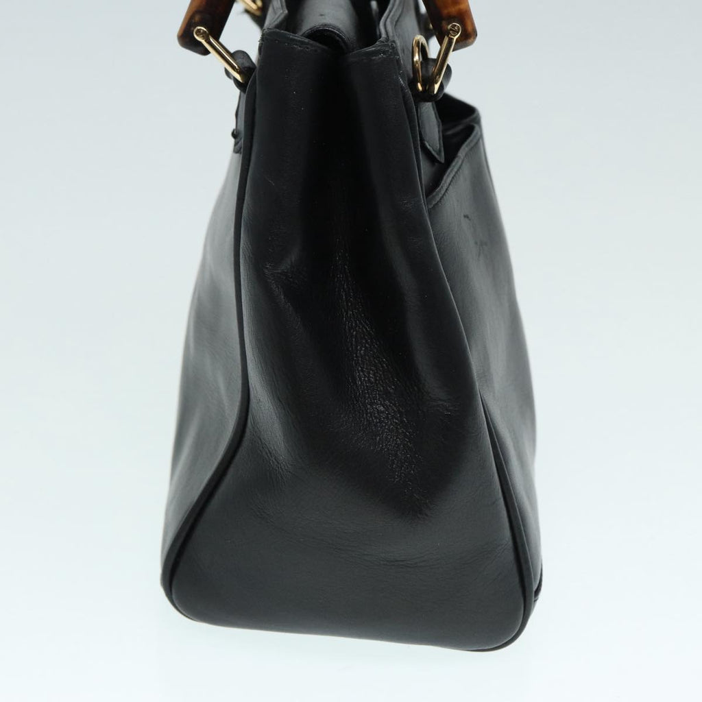 GUCCI Bamboo Hand Bag Leather Outlet 2way Black Gold 000 122 0316 ep5685