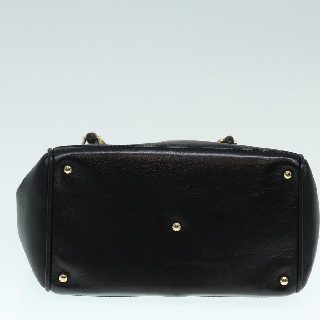 GUCCI Bamboo Hand Bag Leather Outlet 2way Black Gold 000 122 0316 ep5685