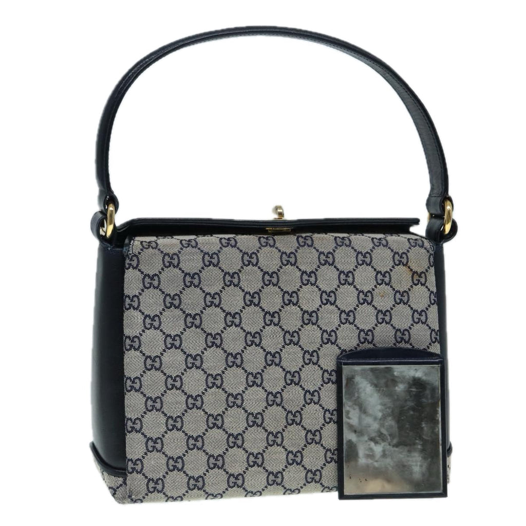 GUCCI GG Canvas Hand Bag Navy Gold ep5687