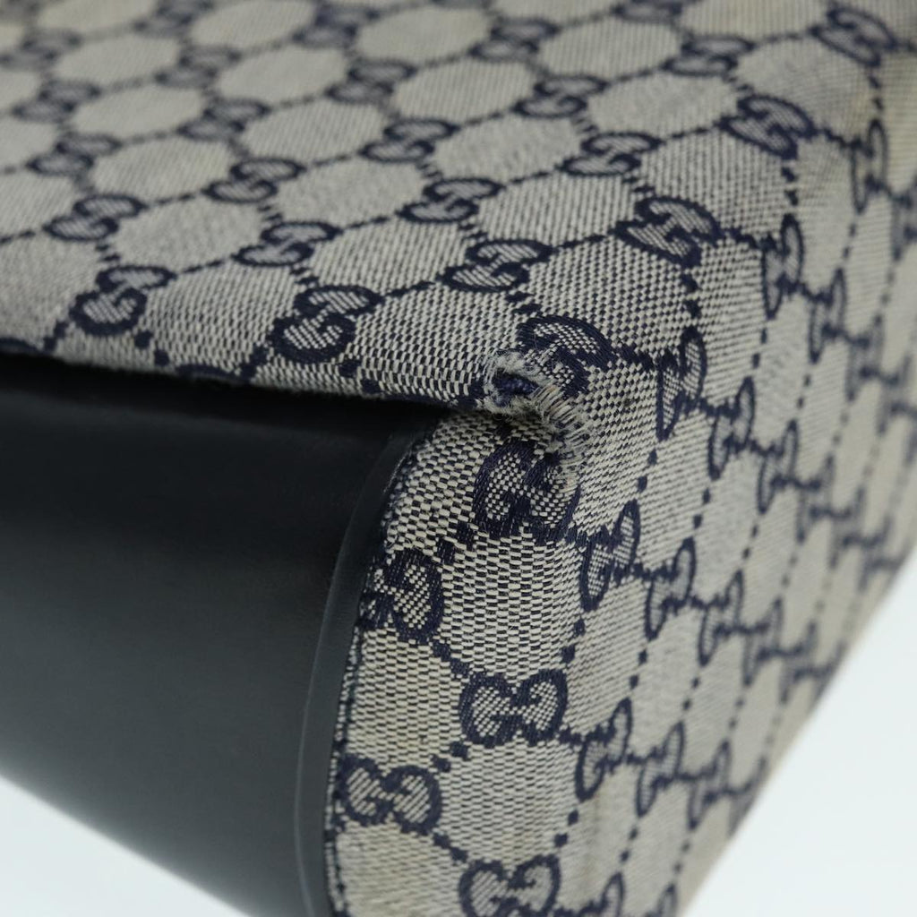 GUCCI GG Canvas Hand Bag Navy Gold ep5687