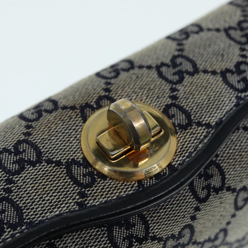 GUCCI GG Canvas Hand Bag Navy Gold ep5687