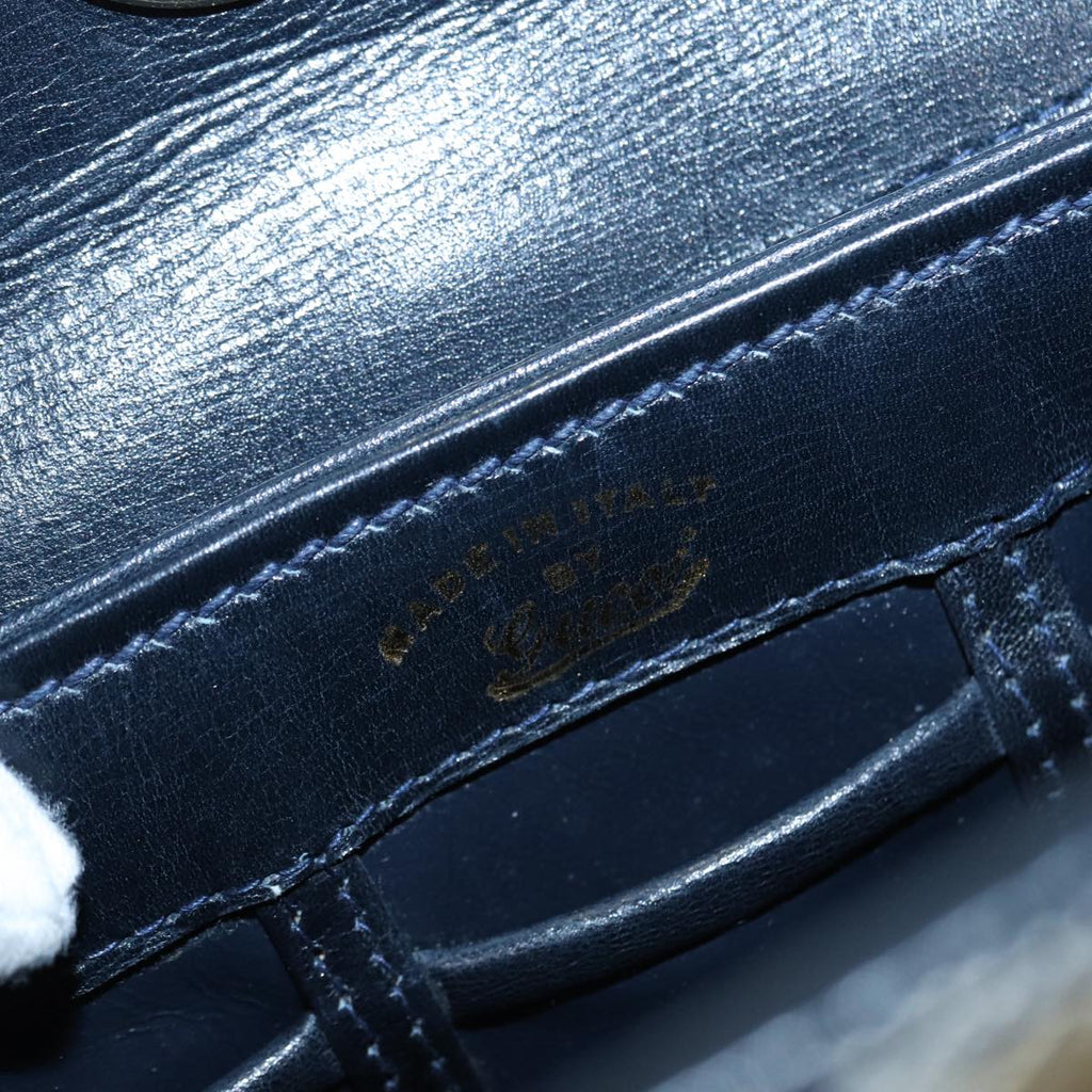 GUCCI GG Canvas Hand Bag Navy Gold ep5687