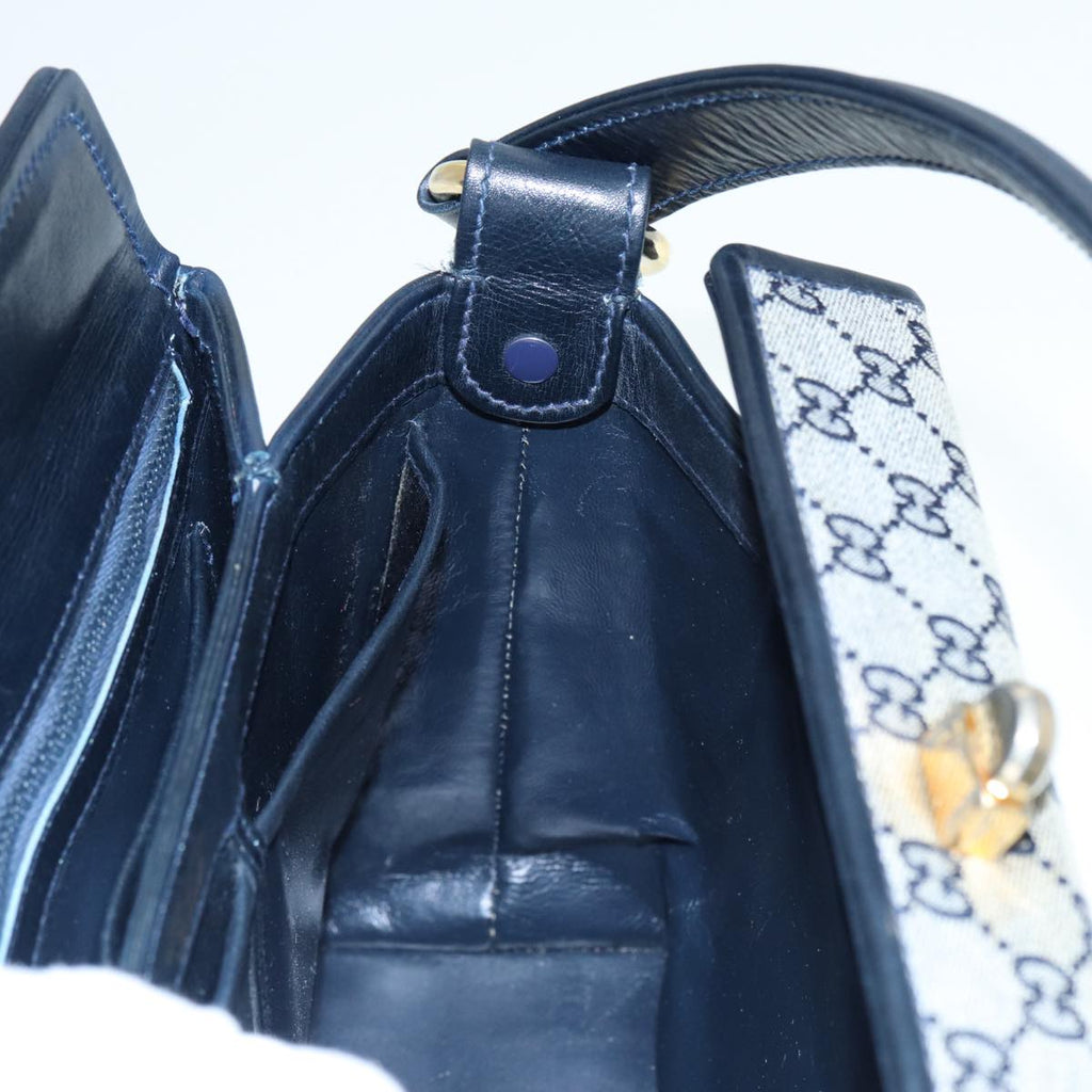 GUCCI GG Canvas Hand Bag Navy Gold ep5687