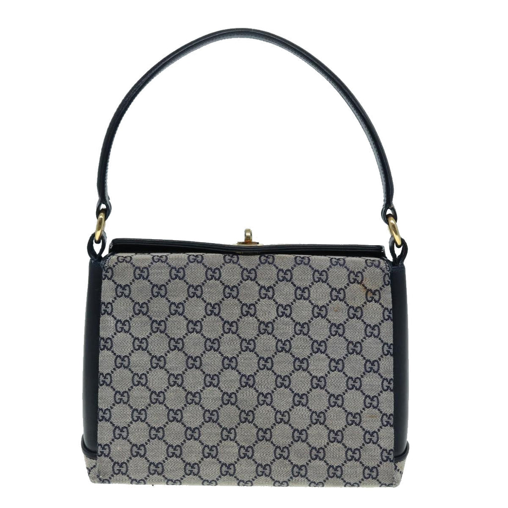 GUCCI GG Canvas Hand Bag Navy Gold ep5687