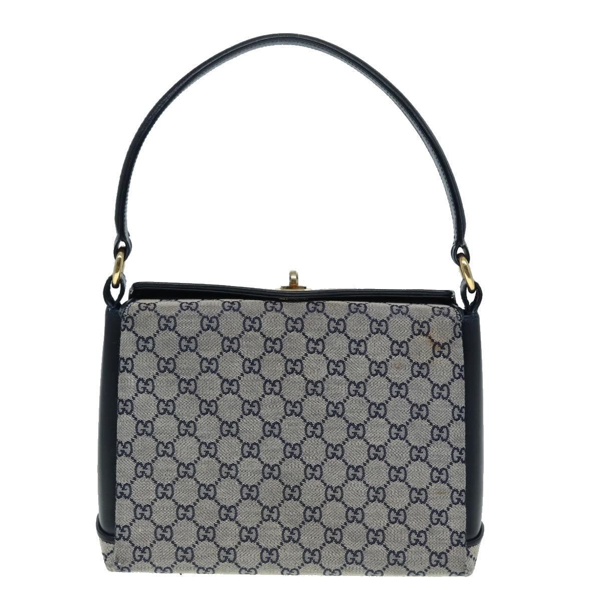 GUCCI GG Canvas Hand Bag Navy Gold ep5687