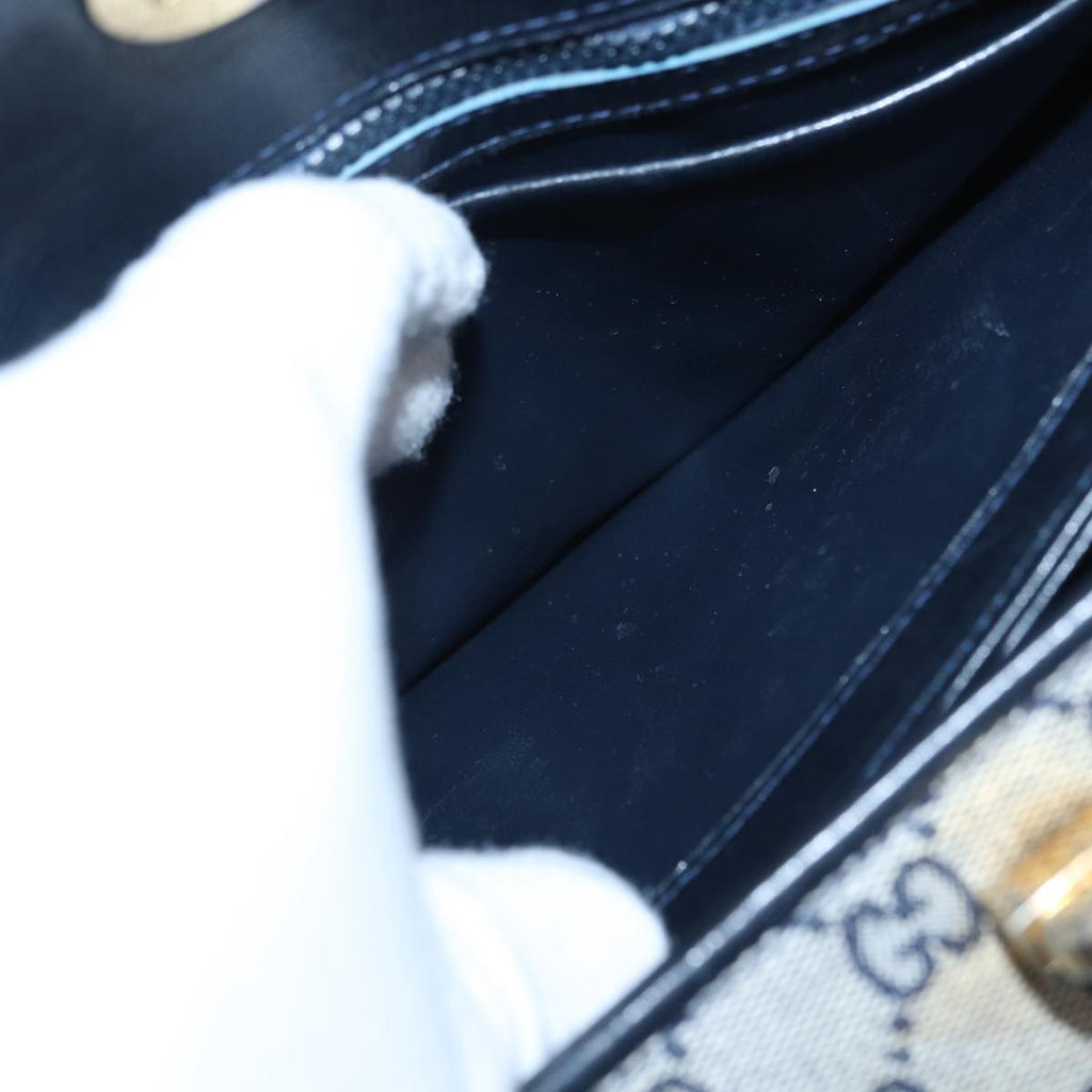 GUCCI GG Canvas Hand Bag Navy Gold ep5687
