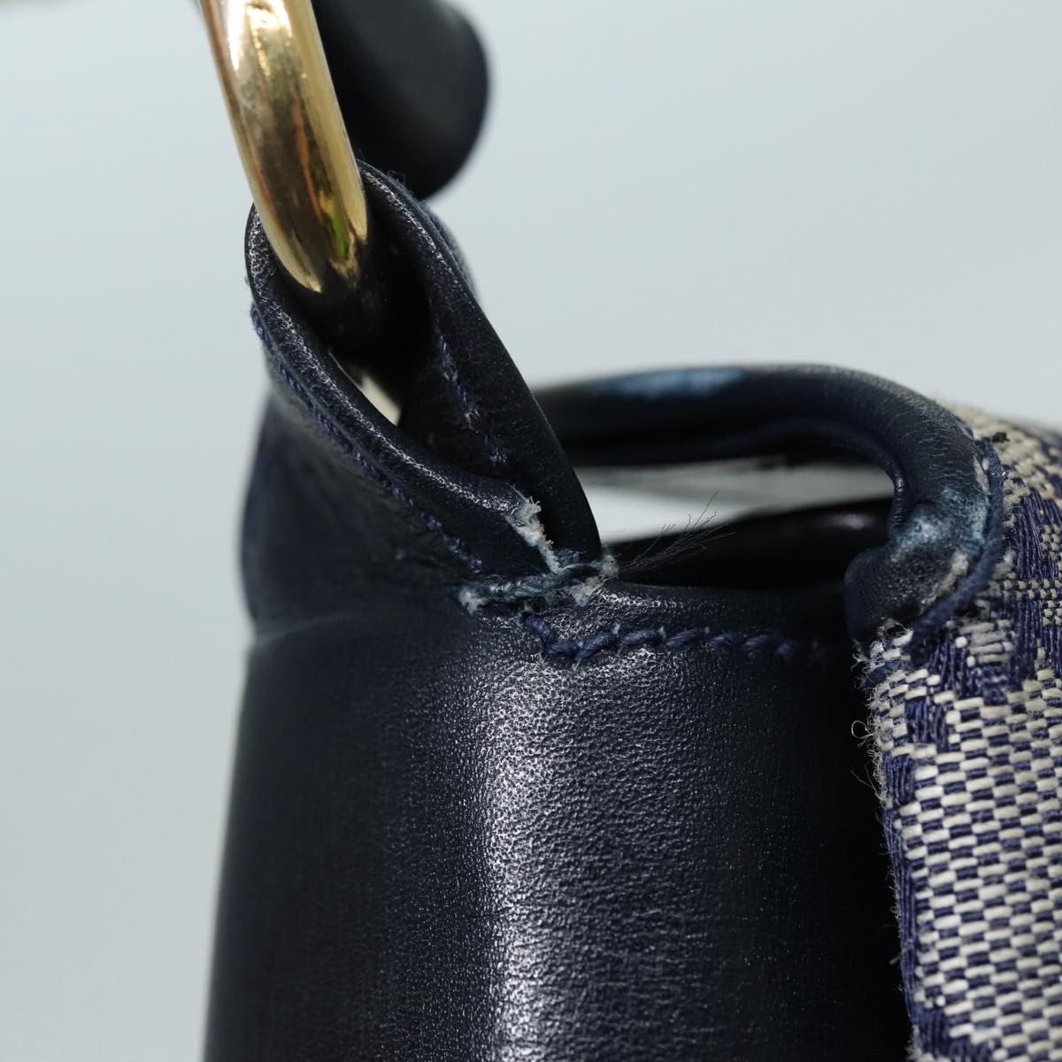 GUCCI GG Canvas Hand Bag Navy Gold ep5687