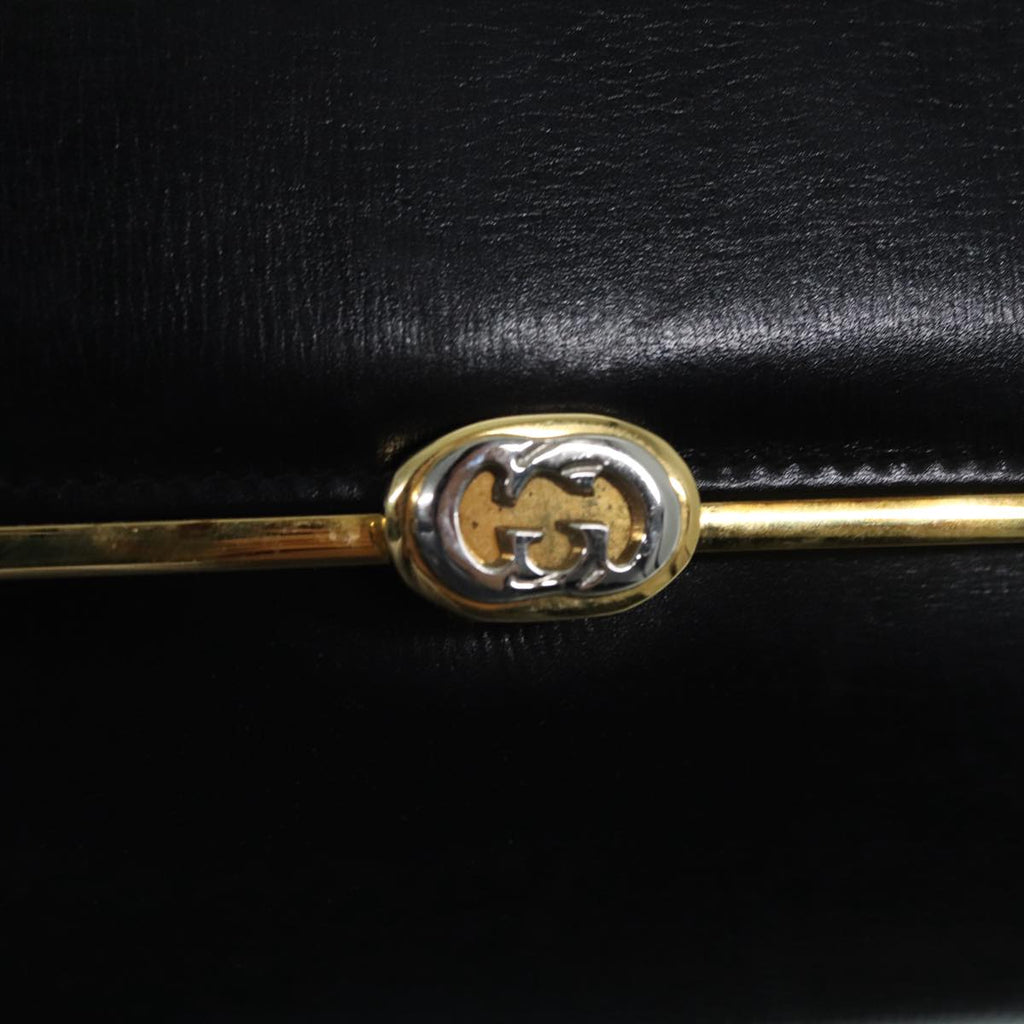 GUCCI Shoulder Bag Leather Black Gold ep5691