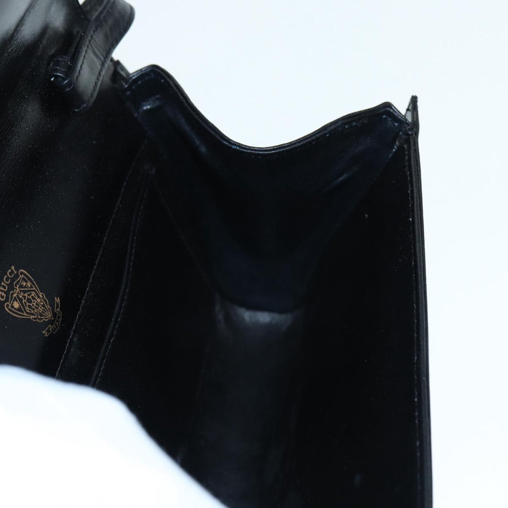 GUCCI Shoulder Bag Leather Black Gold ep5691