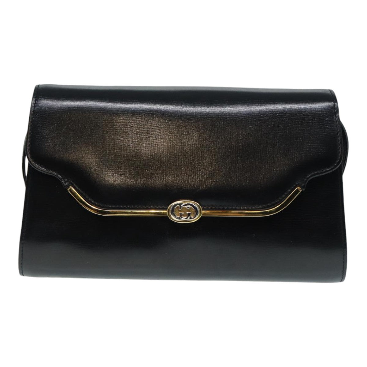 GUCCI Shoulder Bag Leather Black Gold ep5691
