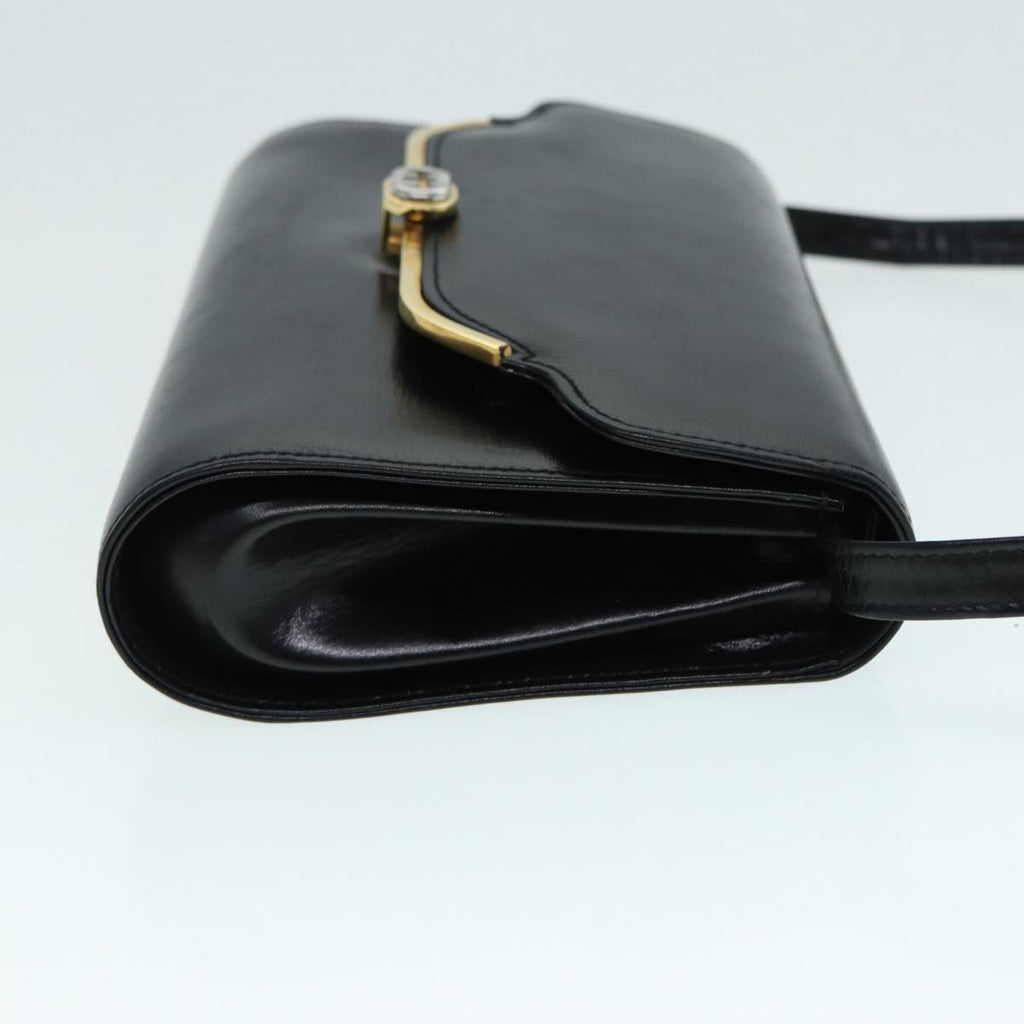 GUCCI Shoulder Bag Leather Black Gold ep5691