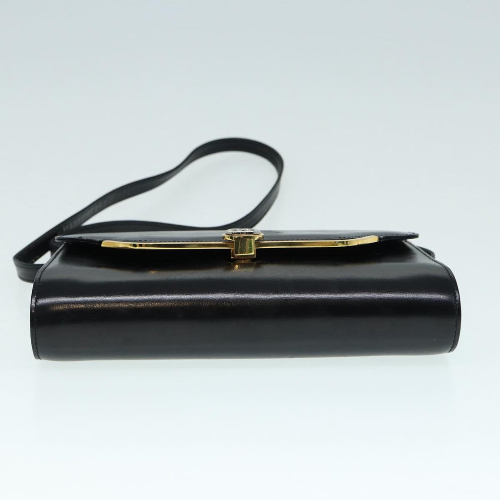 GUCCI Shoulder Bag Leather Black Gold ep5691