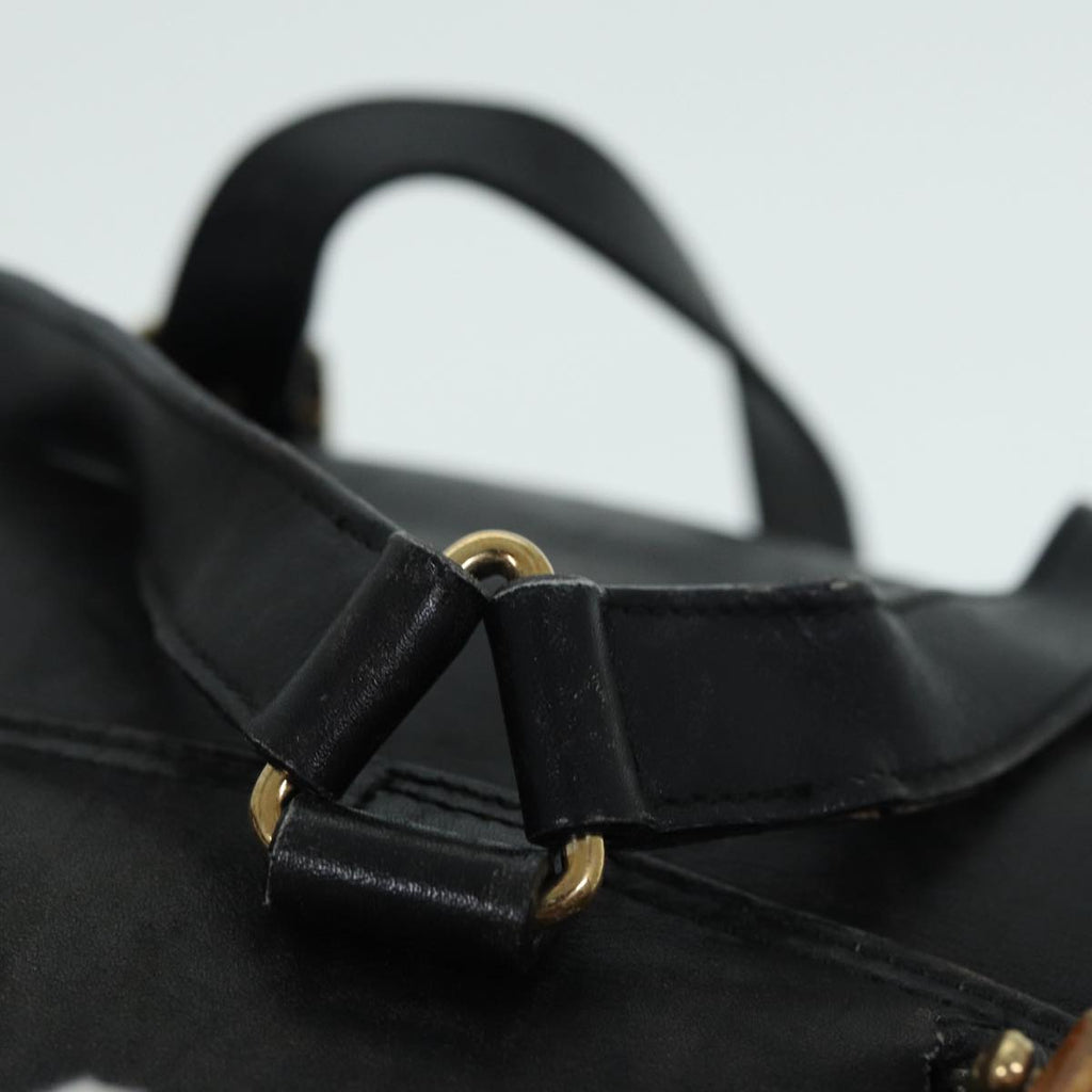 GUCCI Bamboo Backpack Leather Black Gold 003 2034 0030 ep5694