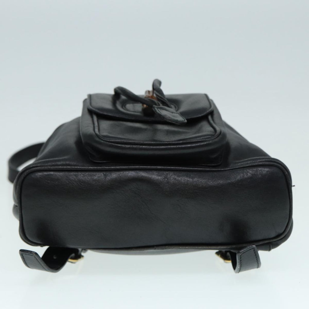 GUCCI Bamboo Backpack Leather Black Gold 003 2034 0030 ep5694
