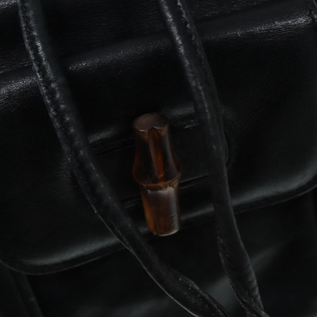 GUCCI Bamboo Backpack Leather Black Gold 003 2034 0030 ep5694