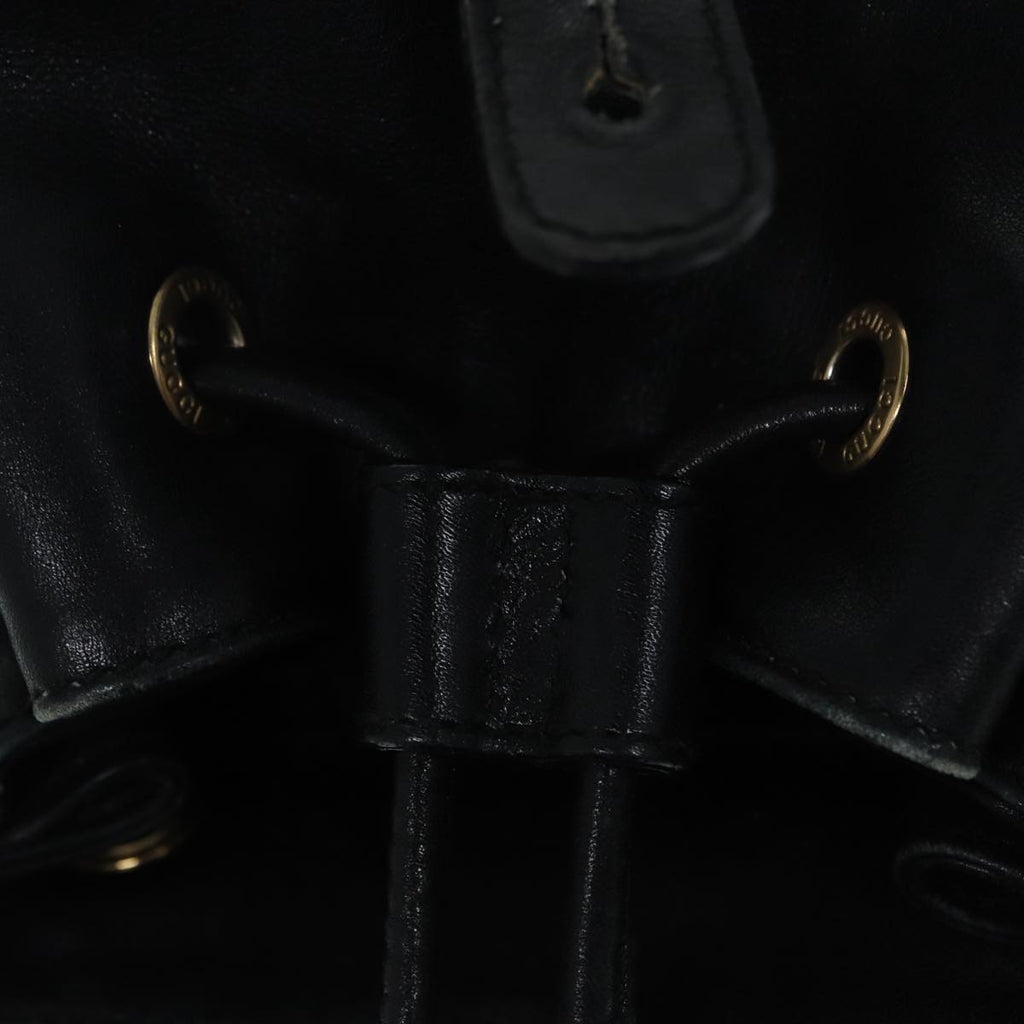 GUCCI Bamboo Backpack Leather Black Gold 003 2034 0030 ep5694