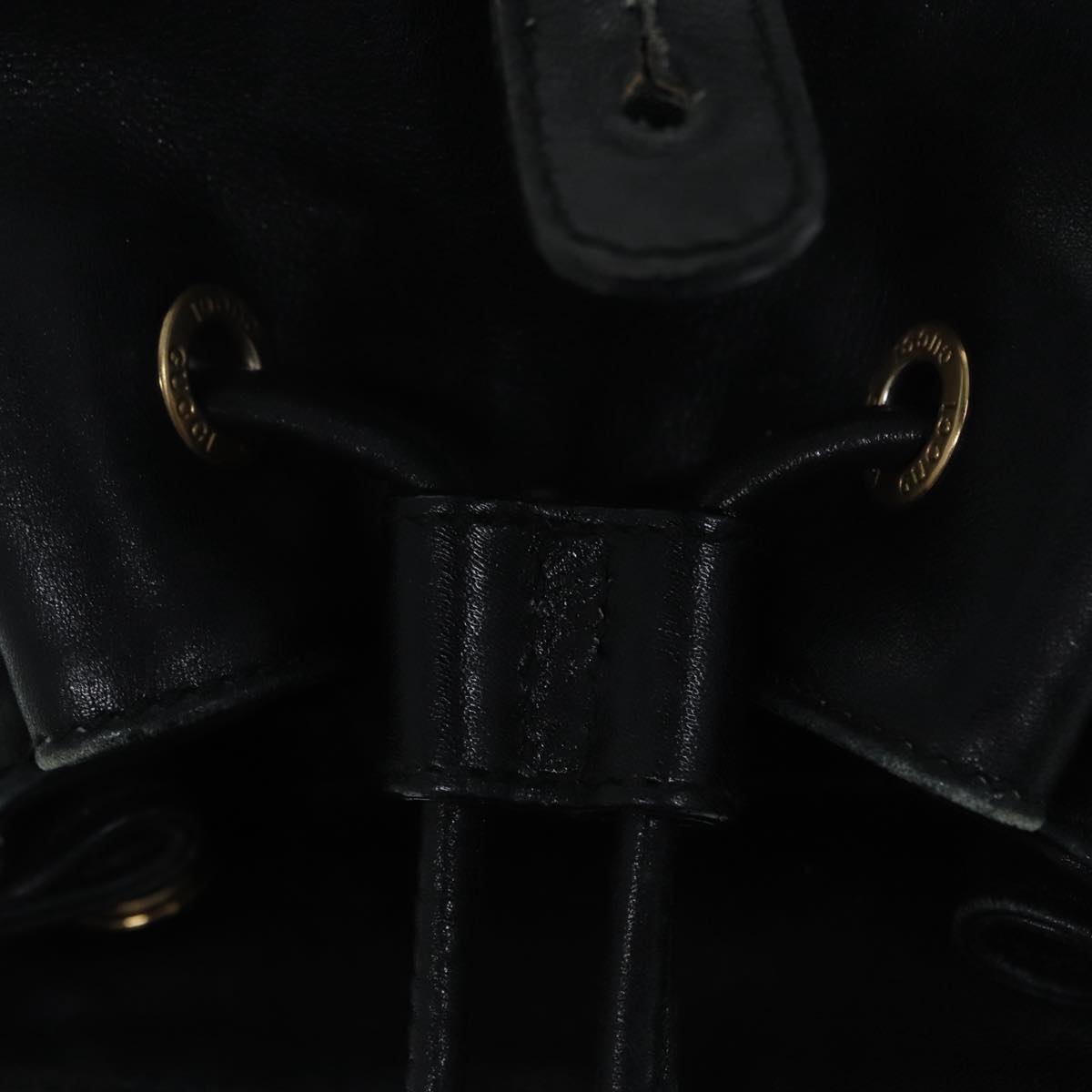 GUCCI Bamboo Backpack Leather Black Gold 003 2034 0030 ep5694