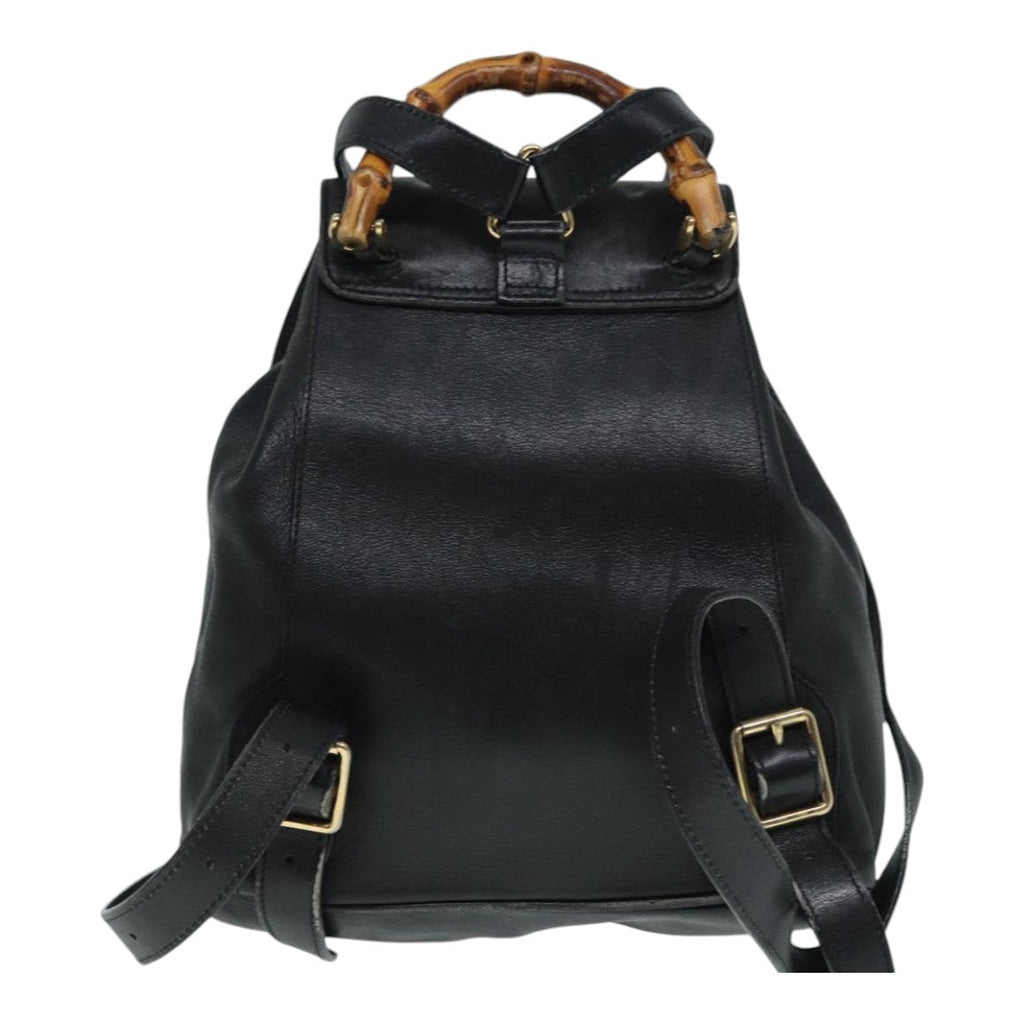 GUCCI Bamboo Backpack Leather Black Gold 003 2034 0030 ep5694