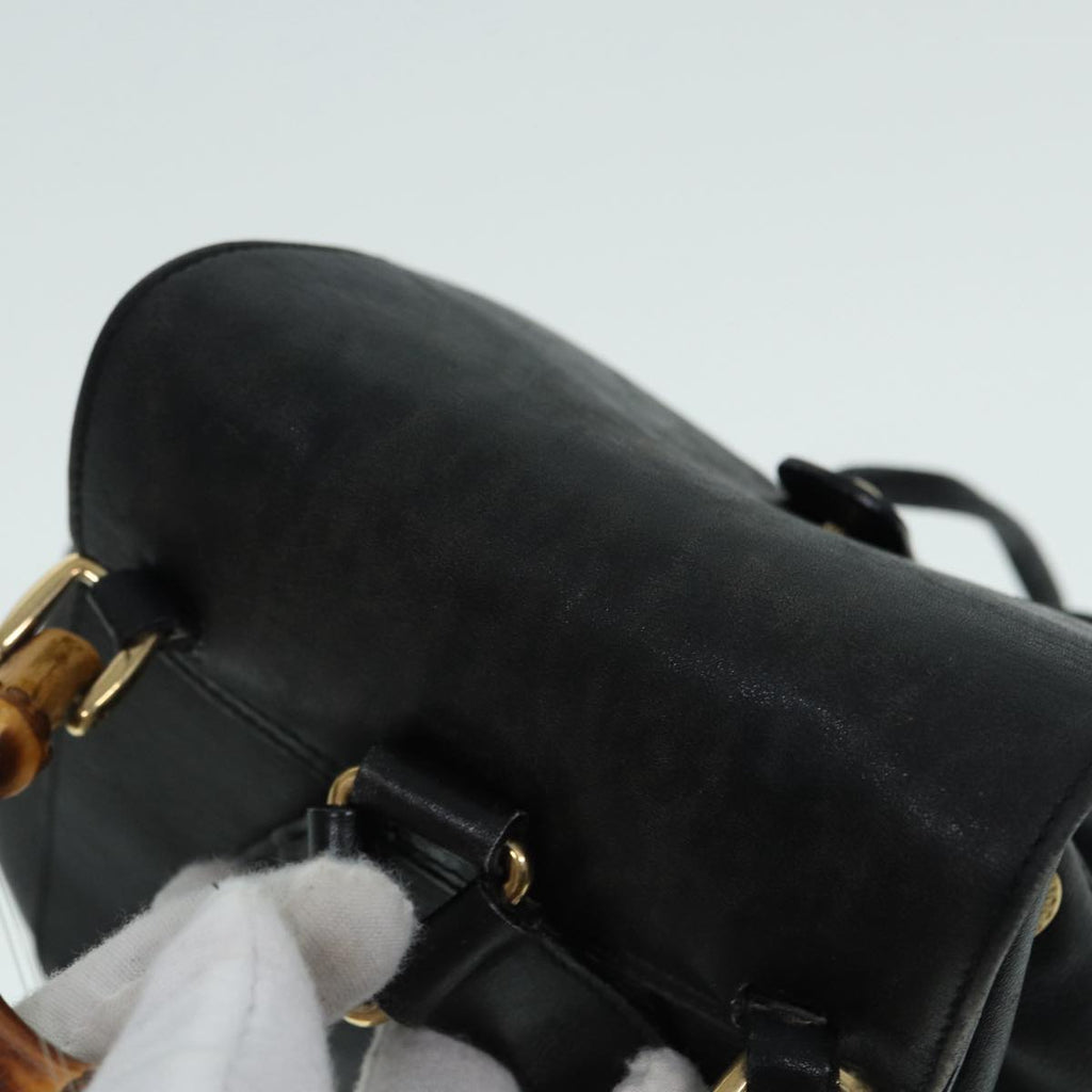 GUCCI Bamboo Backpack Leather Black Gold 003 2034 0030 ep5694