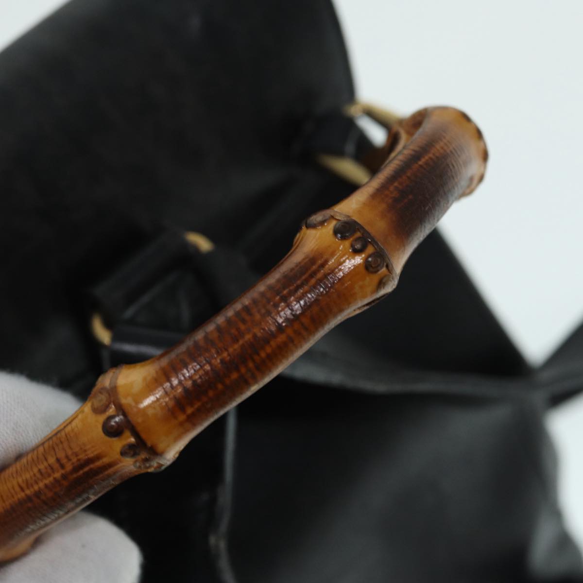 GUCCI Bamboo Backpack Leather Black Gold 003 2034 0030 ep5694