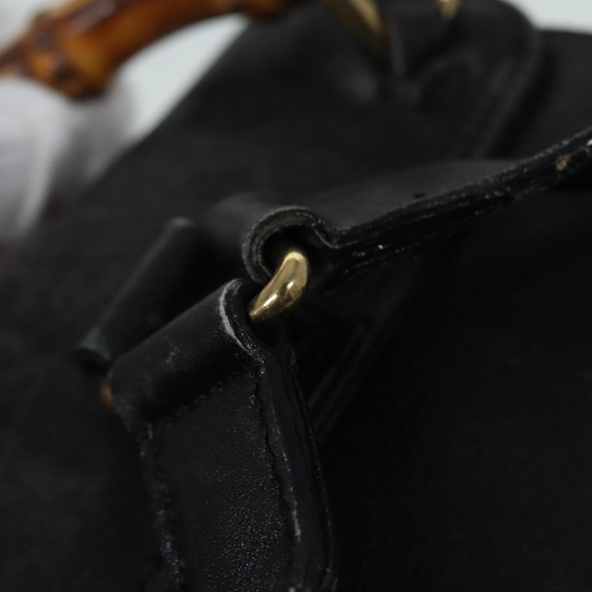 GUCCI Bamboo Backpack Leather Black Gold 003 2034 0030 ep5694
