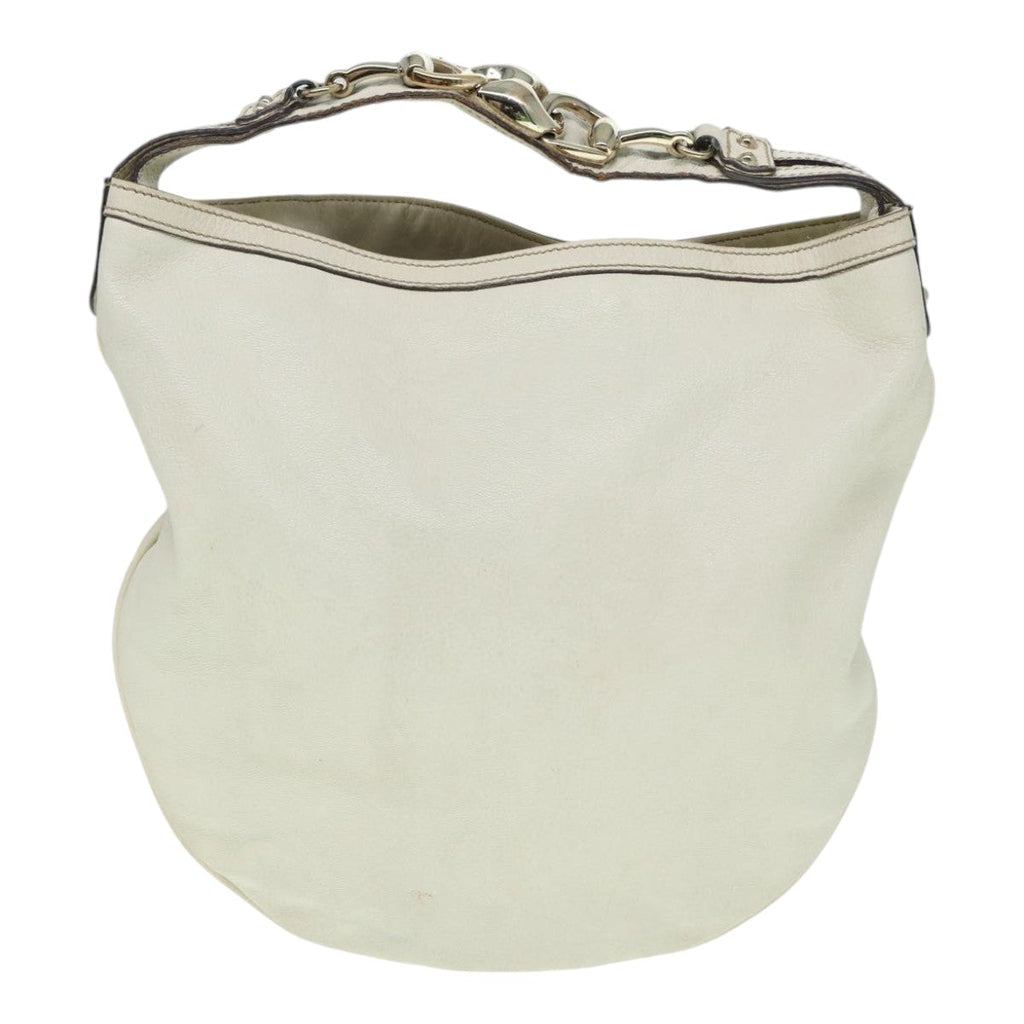GUCCI Horsebit Shoulder Bag Leather Beige Gold 170013 ep5698
