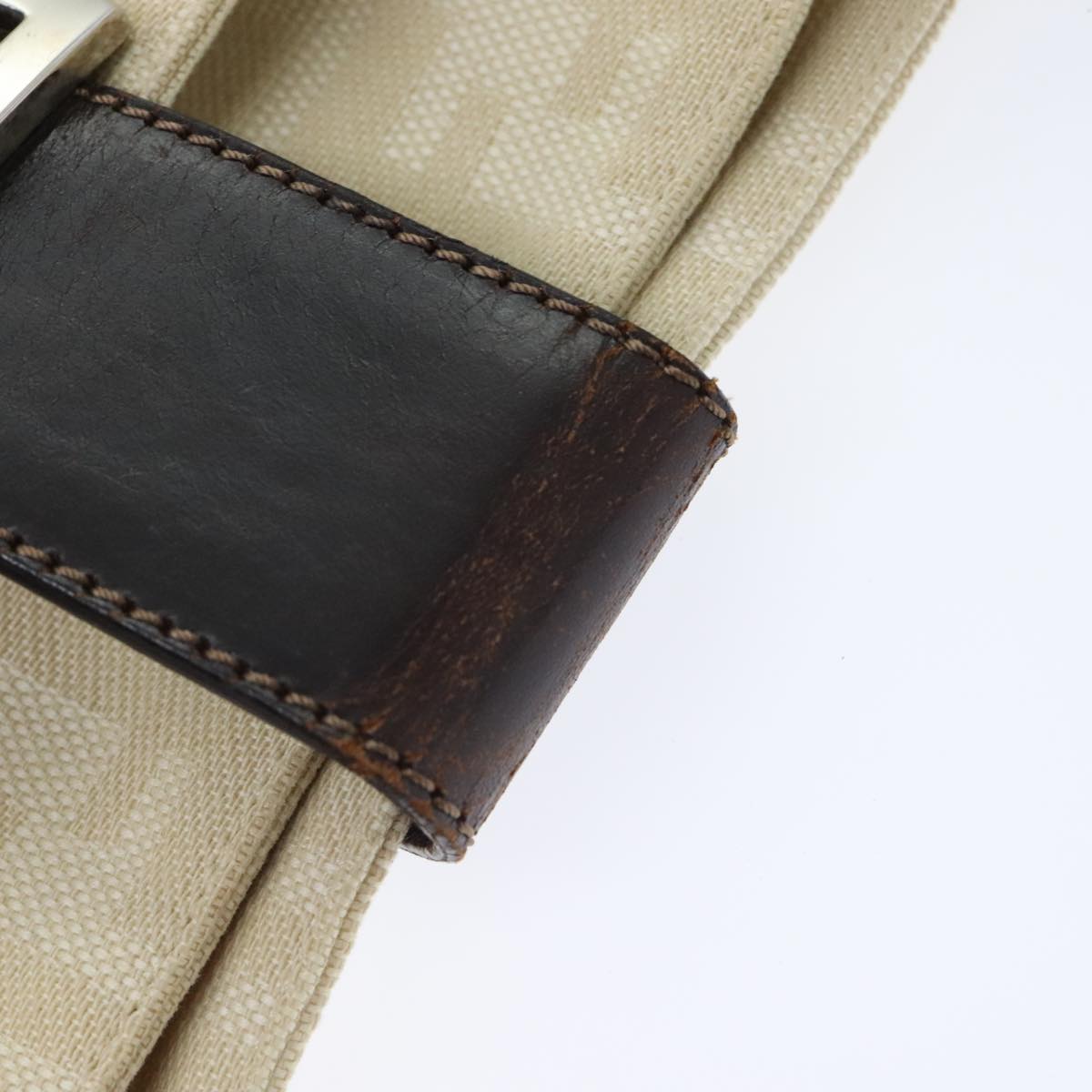 FENDI Zucca Canvas Shoulder Bag Beige Brown Silver ep5724