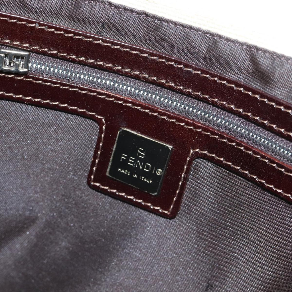 FENDI Zucca Canvas Shoulder Bag Beige Brown Silver ep5724