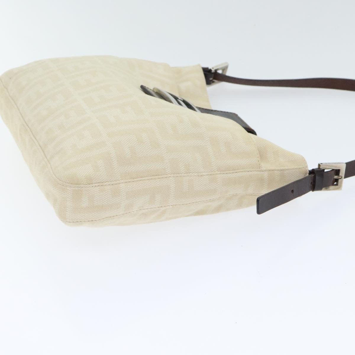 FENDI Zucca Canvas Shoulder Bag Beige Brown Silver ep5724