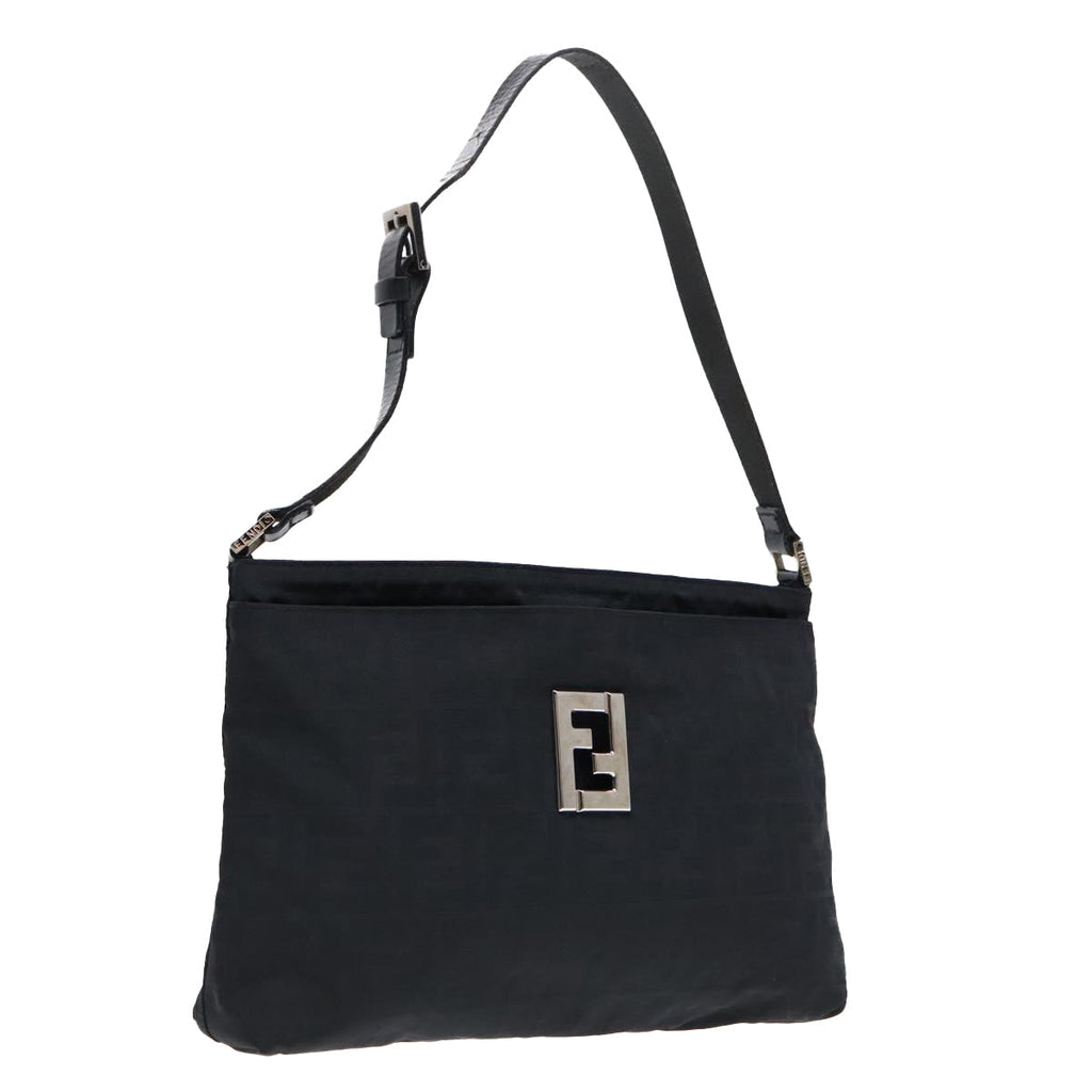 FENDI Zucca Canvas Shoulder Bag Silver Black ep5725