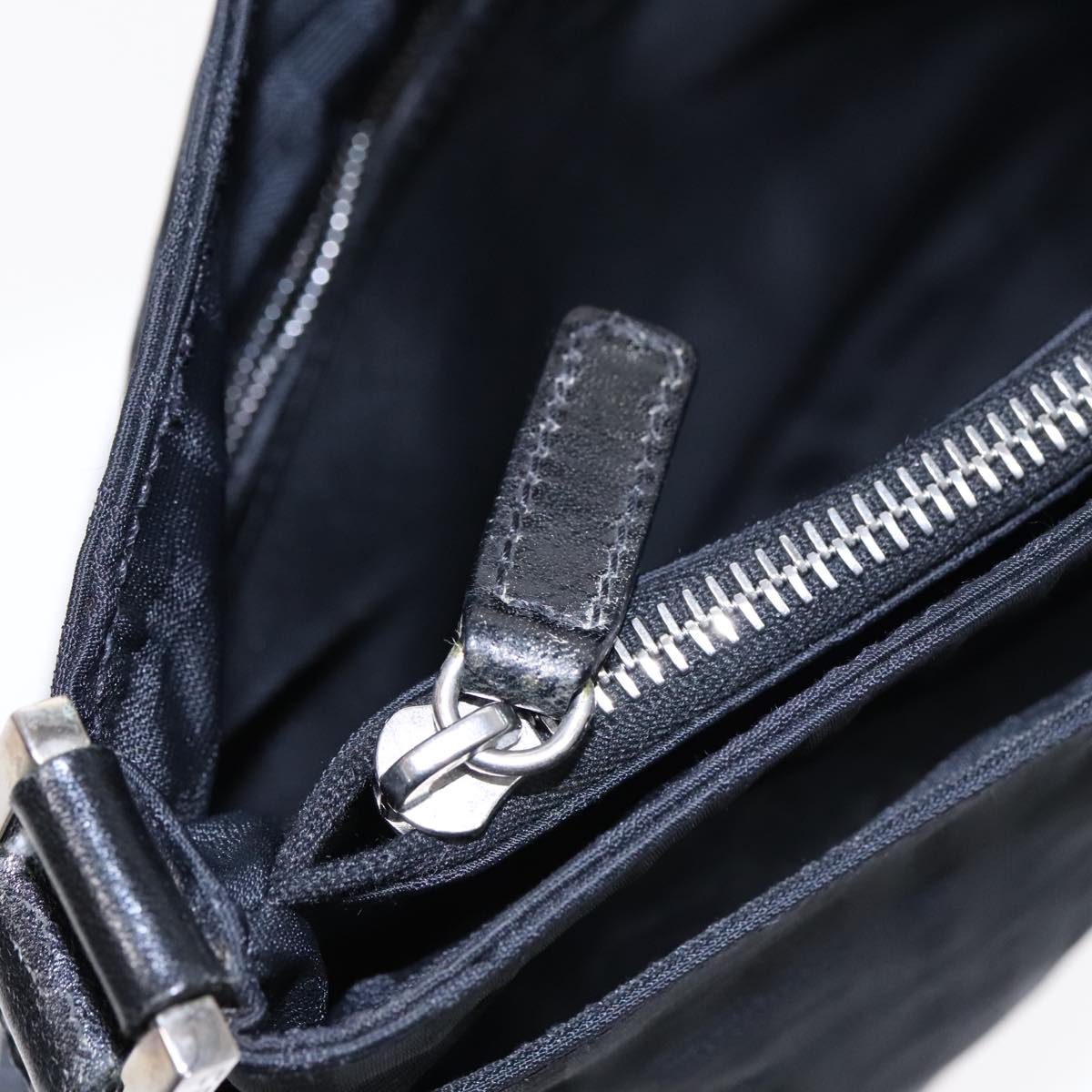FENDI Zucca Canvas Shoulder Bag Silver Black ep5725