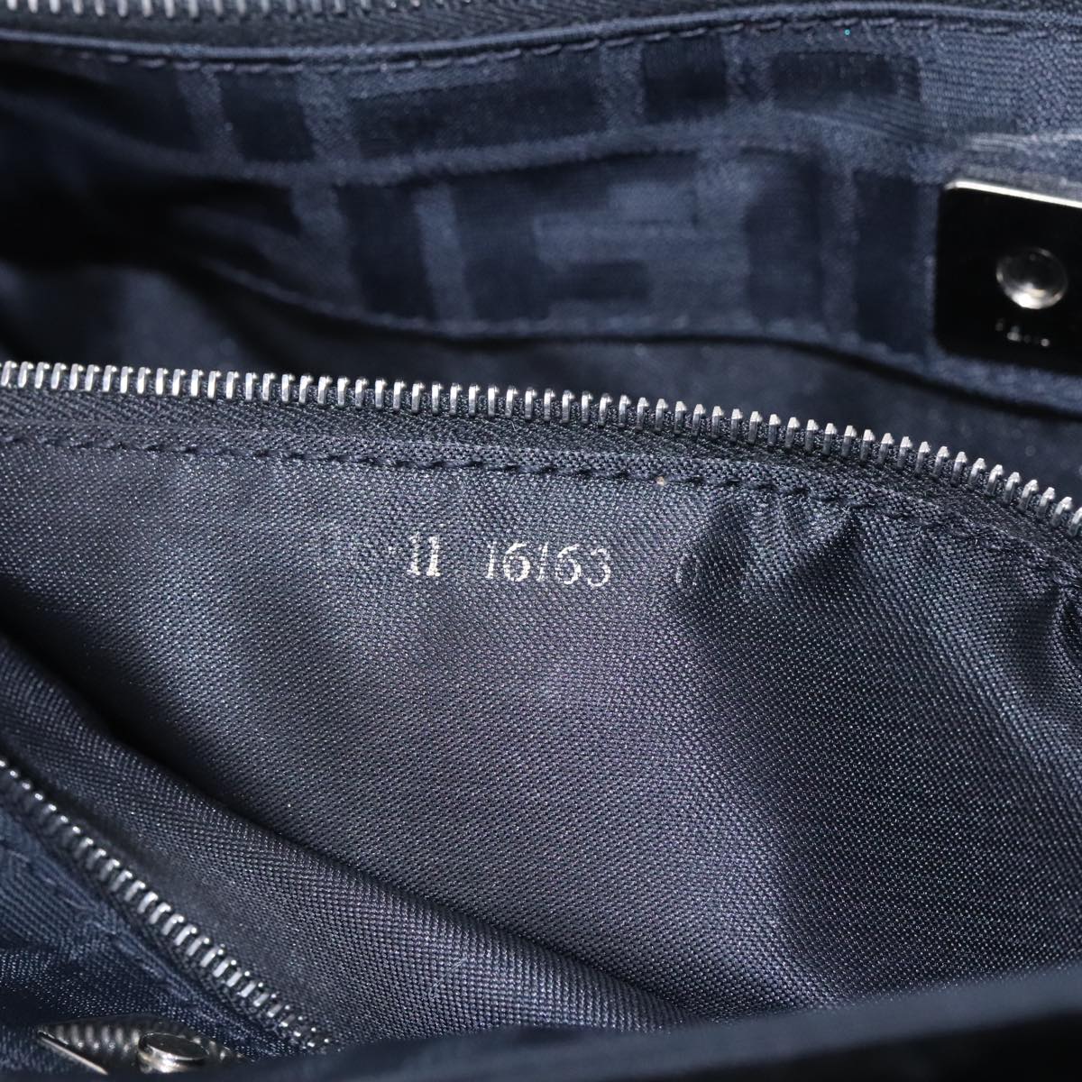 FENDI Zucca Canvas Shoulder Bag Silver Black ep5725