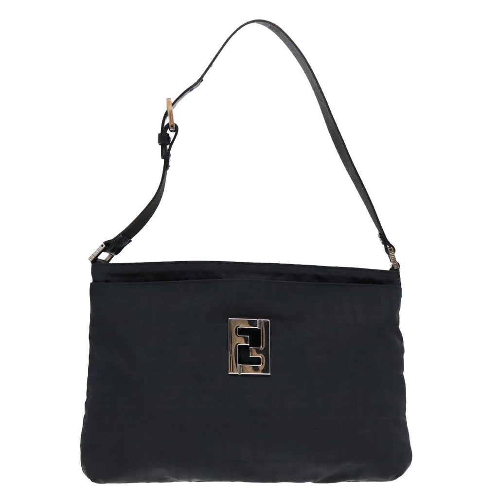 FENDI Zucca Canvas Shoulder Bag Silver Black ep5725