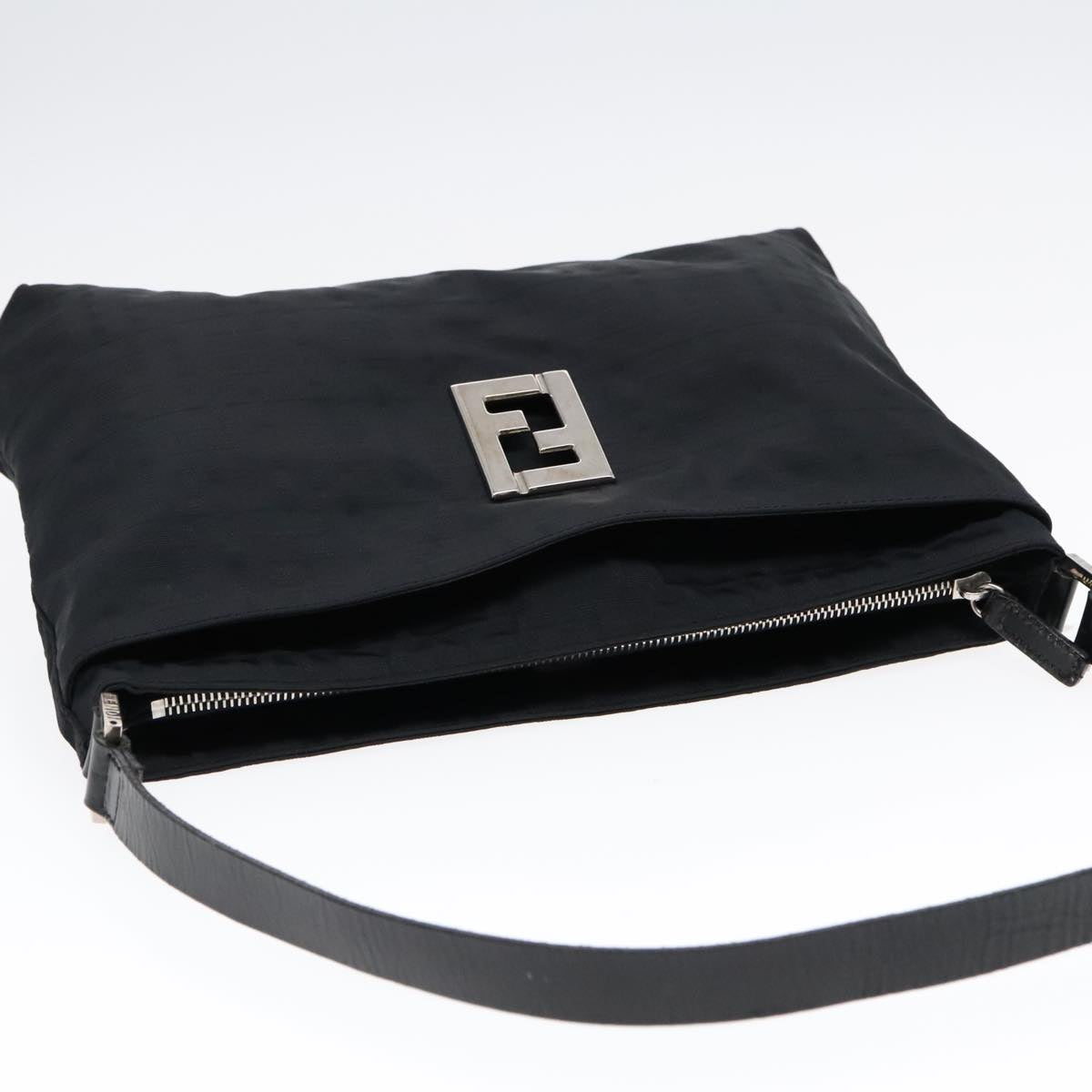 FENDI Zucca Canvas Shoulder Bag Silver Black ep5725