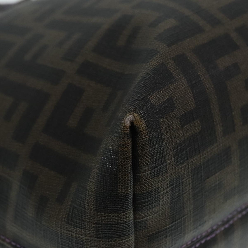 FENDI Zucca Canvas Tote Bag Brown Black Silver ep5784