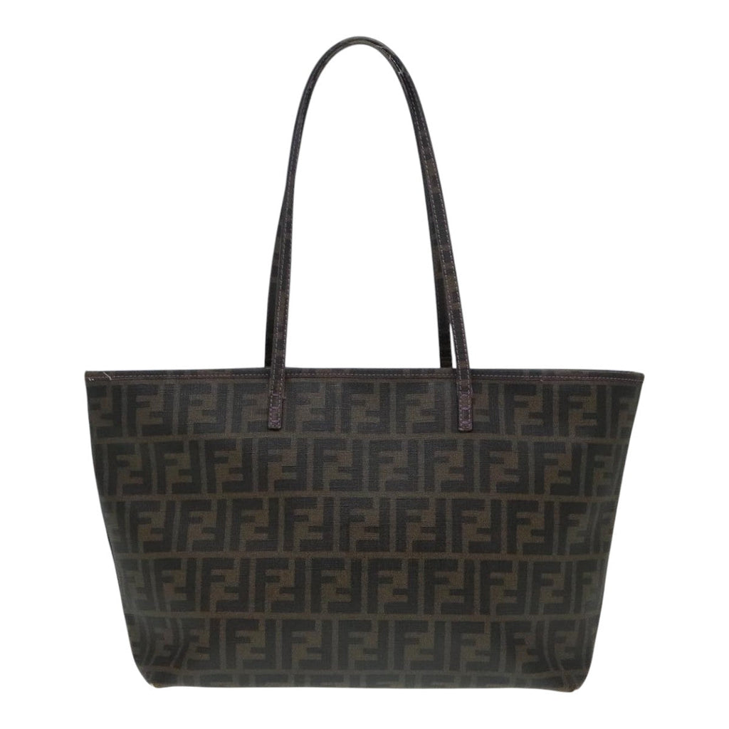 FENDI Zucca Canvas Tote Bag Brown Black Silver ep5784