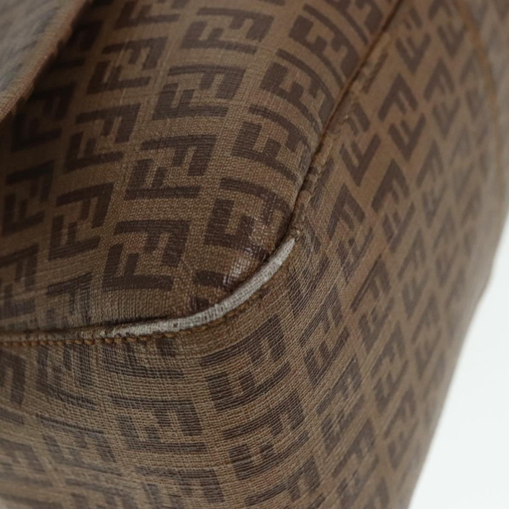 FENDI Zucchino Canvas Mamma Baguette Shoulder Bag Brown Gold ep5786
