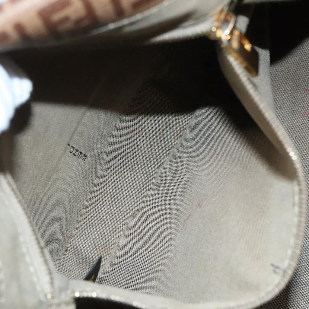 FENDI Zucchino Canvas Mamma Baguette Shoulder Bag Brown Gold ep5786