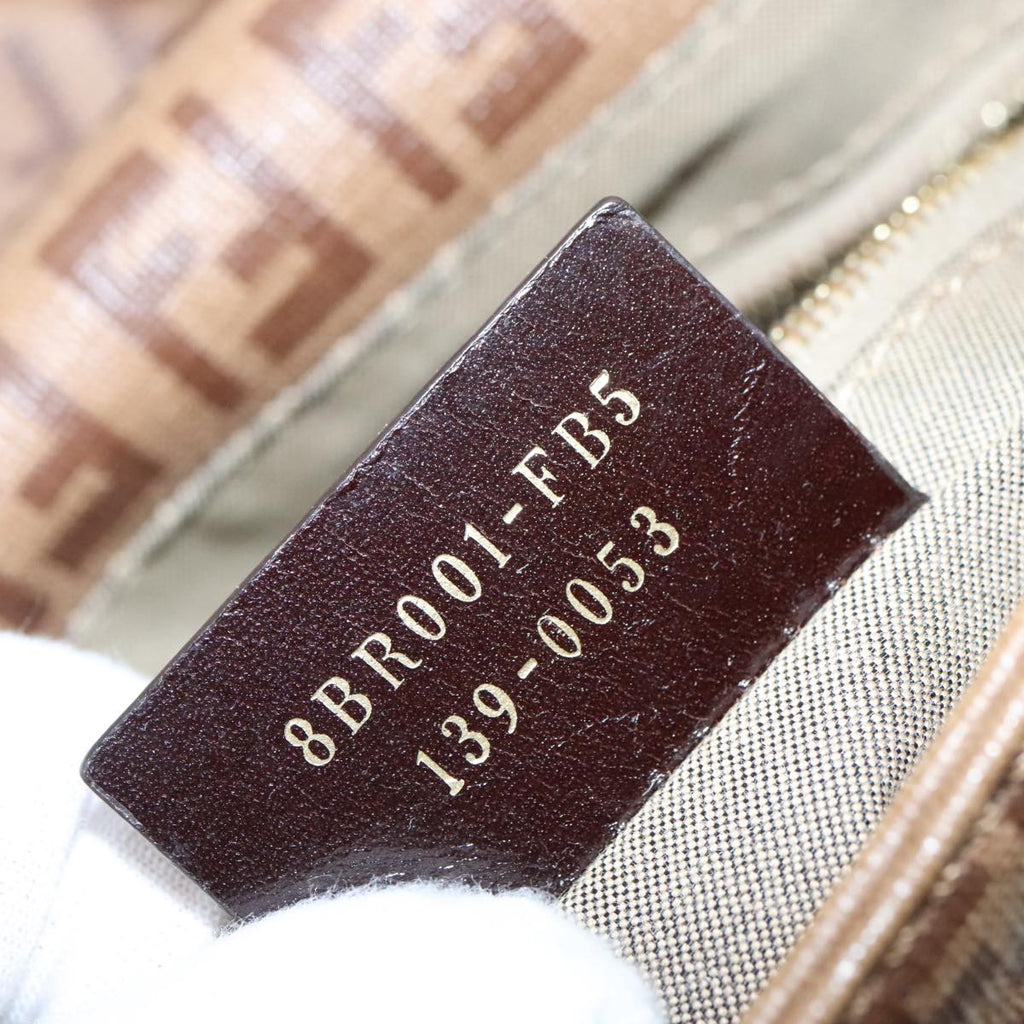 FENDI Zucchino Canvas Mamma Baguette Shoulder Bag Brown Gold ep5786