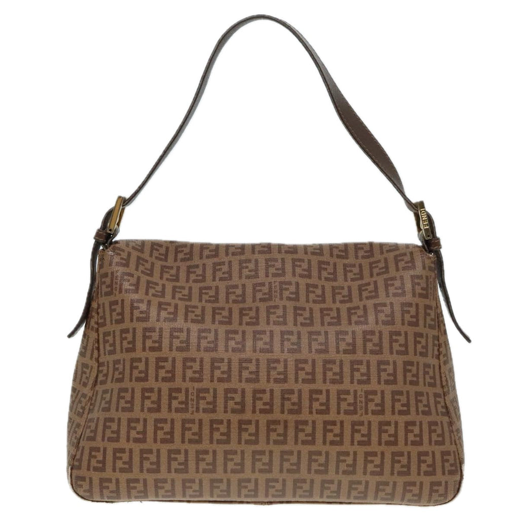 FENDI Zucchino Canvas Mamma Baguette Shoulder Bag Brown Gold ep5786