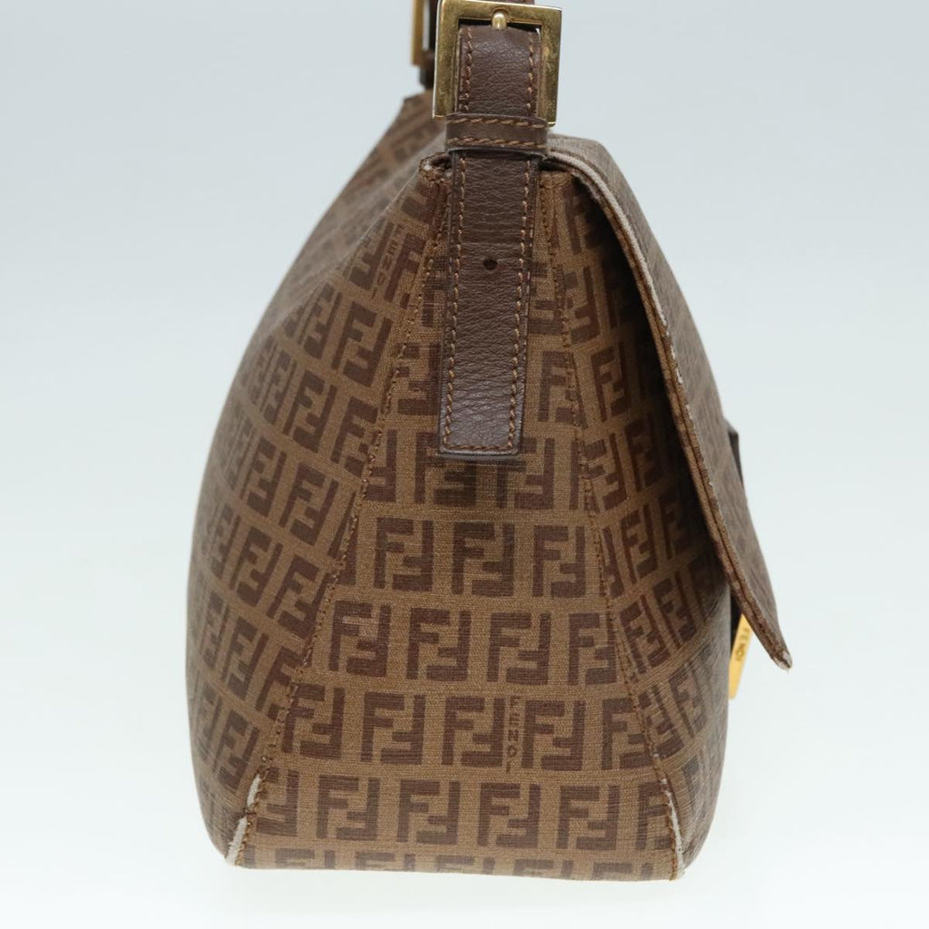 FENDI Zucchino Canvas Mamma Baguette Shoulder Bag Brown Gold ep5786