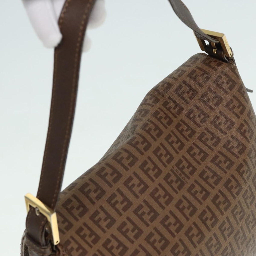 FENDI Zucchino Canvas Mamma Baguette Shoulder Bag Brown Gold ep5786