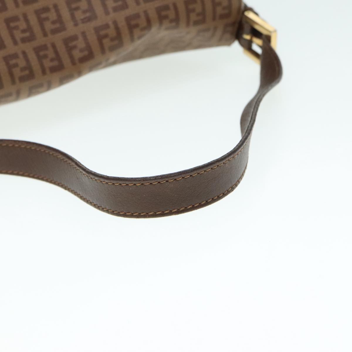 FENDI Zucchino Canvas Mamma Baguette Shoulder Bag Brown Gold ep5786