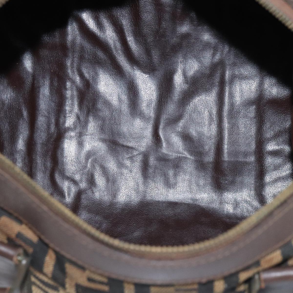 FENDI Zucca Canvas Boston Bag Brown Black ep5847