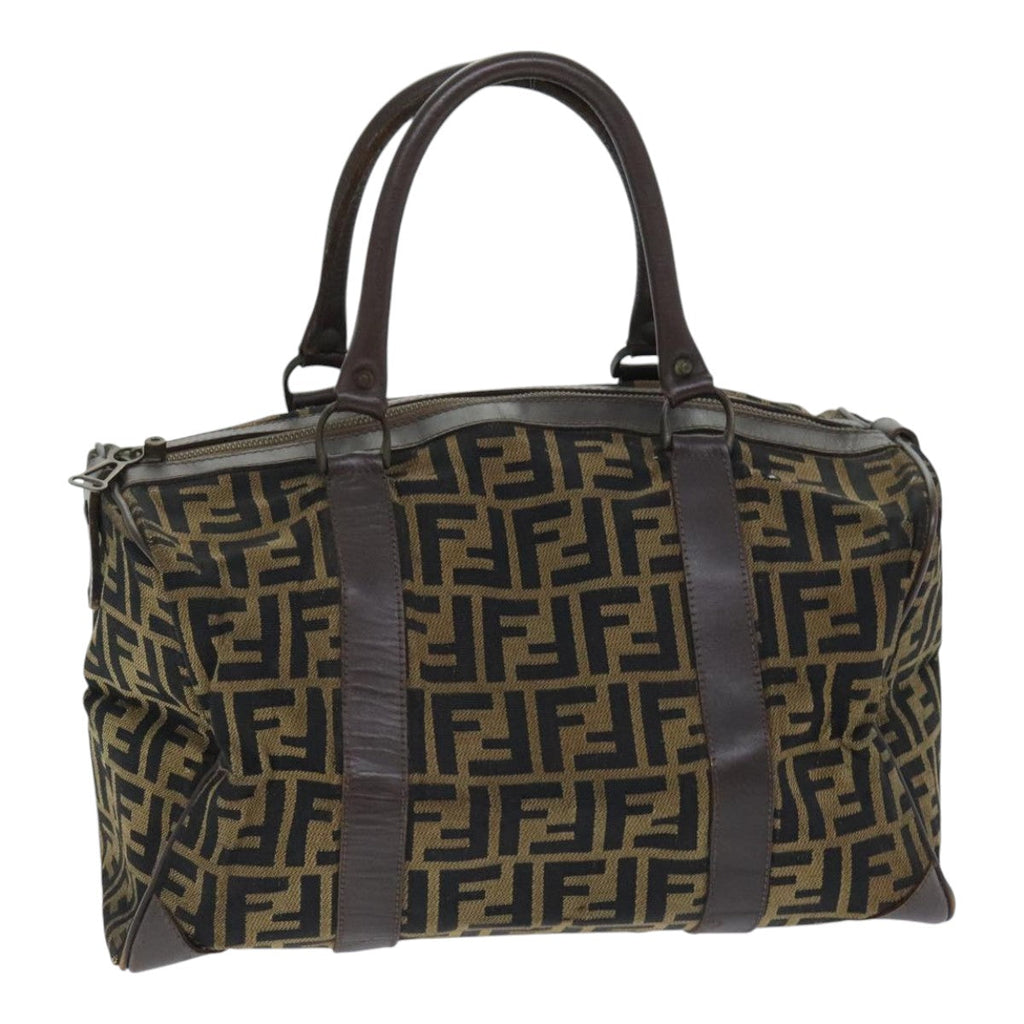 FENDI Zucca Canvas Boston Bag Brown Black ep5847
