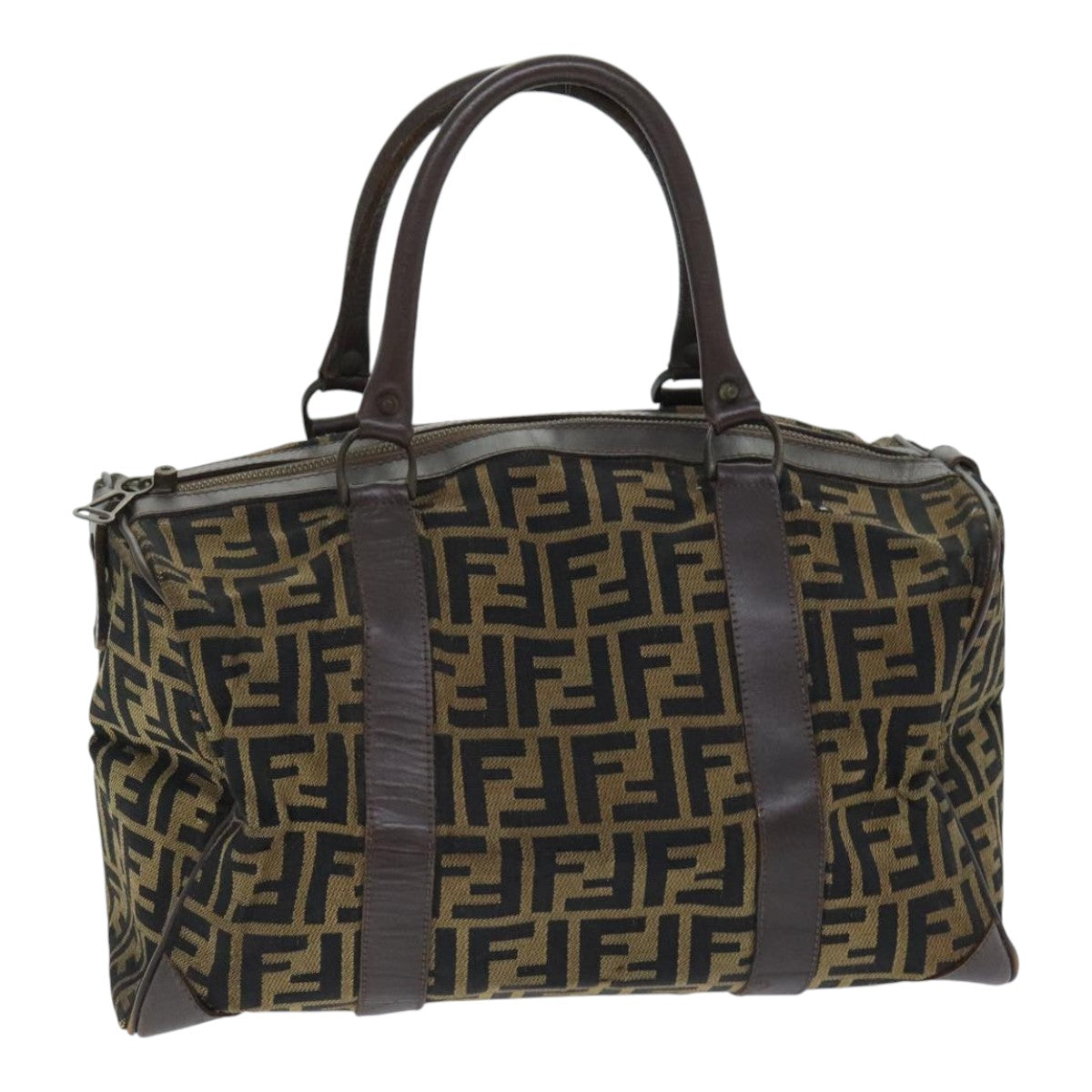 FENDI Zucca Canvas Boston Bag Brown Black ep5847