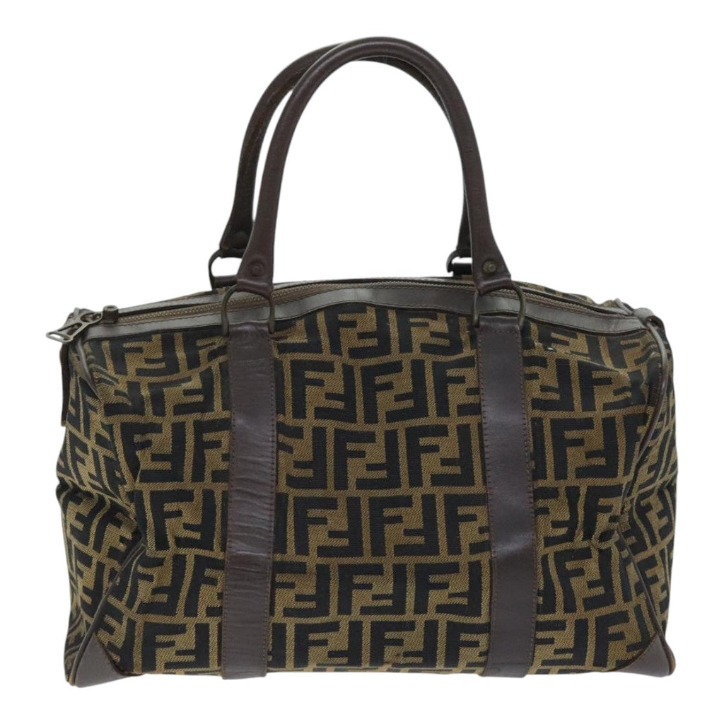 FENDI Zucca Canvas Boston Bag Brown Black ep5847