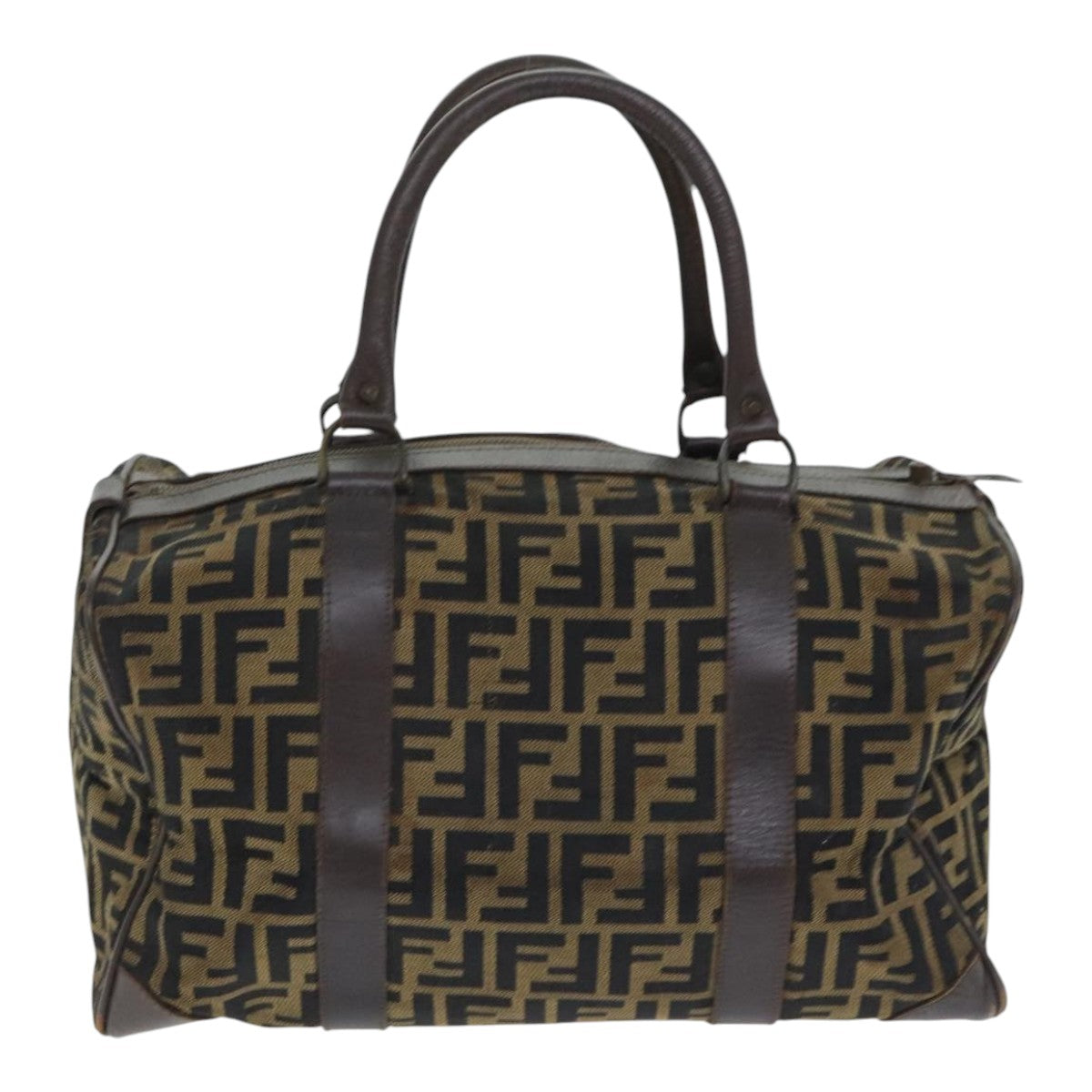 FENDI Zucca Canvas Boston Bag Brown Black ep5847