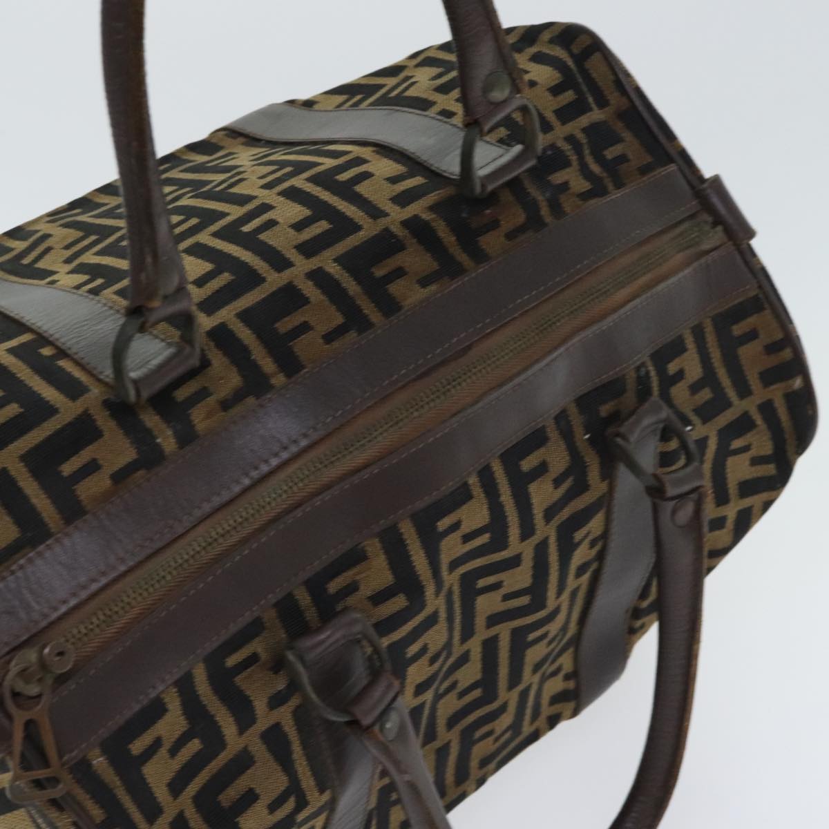 FENDI Zucca Canvas Boston Bag Brown Black ep5847
